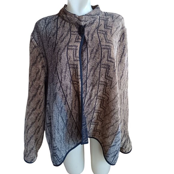 Vtg Womens Cardigan Jacket Maude Andrade Large Reversible Open Geometric Woven - Picture 4 of 7